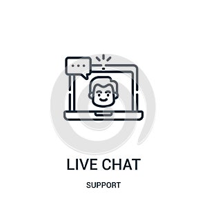 live chat icon vector from support collection. Thin line live chat outline icon vector illustration. Linear symbol for use on web