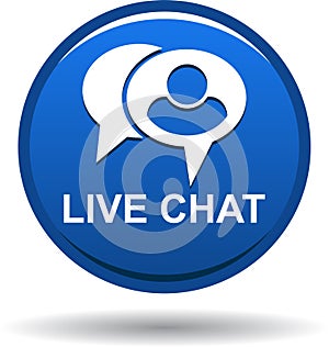 Live chat icon web button blue