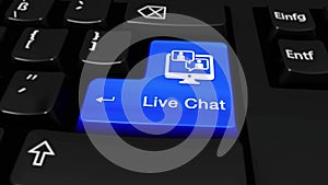 Live chat round motion on computer keyboard button.