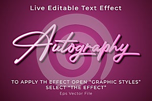Live Editable Text Effect Style Autography pink color with highlights and shadows