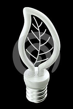 Live energy: leaf light bulb isolated