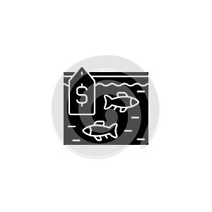 Live fish trade black glyph icon