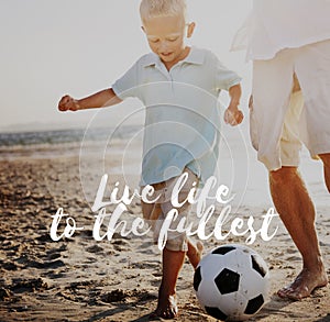 Live Life To The Fullest Soccer Ball Beach Kid Concept