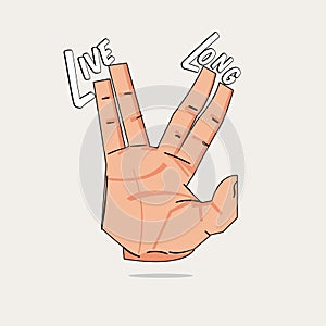 Live long hand sign - vector