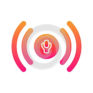 Live mic logo gradient design template icon