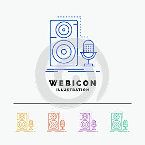 Live, mic, microphone, record, sound 5 Color Line Web Icon Template isolated on white. Vector illustration