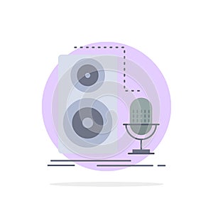 Live, mic, microphone, record, sound Flat Color Icon Vector