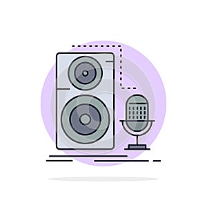 Live, mic, microphone, record, sound Flat Color Icon Vector