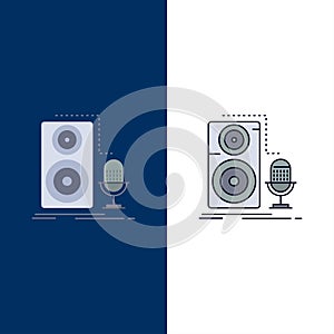 Live, mic, microphone, record, sound Flat Color Icon Vector