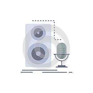 Live, mic, microphone, record, sound Flat Color Icon Vector