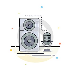 Live, mic, microphone, record, sound Flat Color Icon Vector
