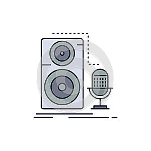 Live, mic, microphone, record, sound Flat Color Icon Vector