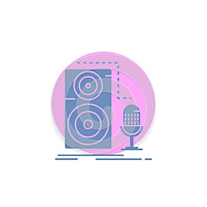 Live, mic, microphone, record, sound Glyph Icon