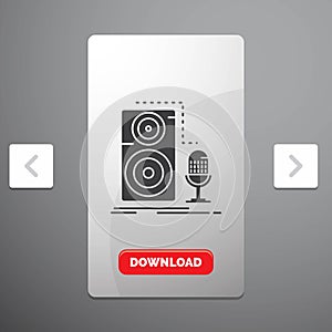 Live, mic, microphone, record, sound Glyph Icon in Carousal Pagination Slider Design & Red Download Button