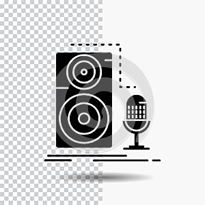 Live, mic, microphone, record, sound Glyph Icon on Transparent Background. Black Icon