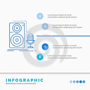 Live, mic, microphone, record, sound Infographics Template for Website and Presentation. Line Blue icon infographic style vector