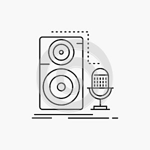 Live, mic, microphone, record, sound Line Icon. Vector isolated illustration