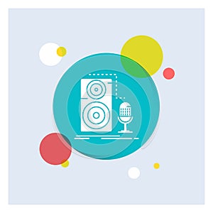 Live, mic, microphone, record, sound White Glyph Icon colorful Circle Background