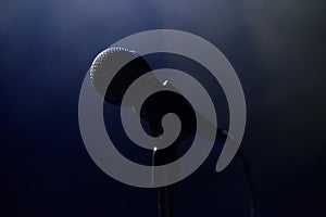 Live music background. Microphone and stage lights. Sing and karaoke.