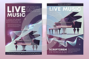 Live music concert promo brochure vector template