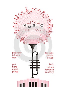 Live Music Festival minimal design vector poster