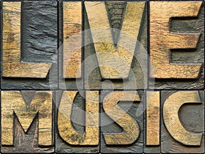 Live music wooden letterpress photo