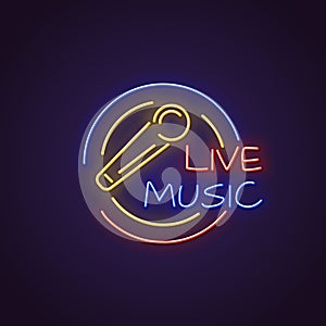 Live music neon banner