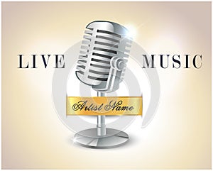 Live music poster with microphone - vector eps10