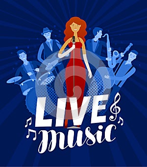 Live music poster. Musical festival, concert, performance concept. Vector illustration