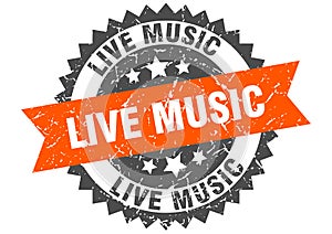 Live music stamp. live music grunge round sign.