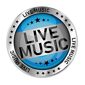 Live Music Vector glossy silver web button isolated