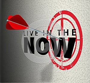 Live in the Now Arrow Hitting Target Aim Enjoy Present Moment