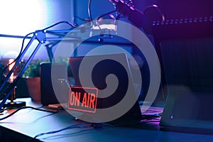 Live online radio station with on air sign