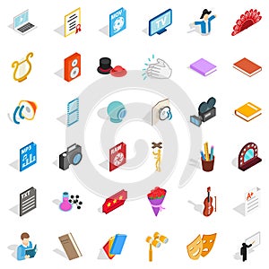 Live performance icons set, isometric style