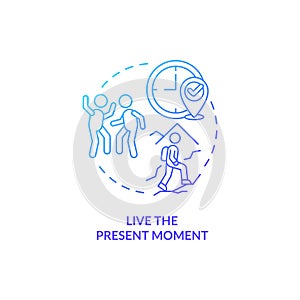 Live present moment blue gradient concept icon