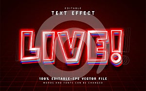 Live red neon text effect editable