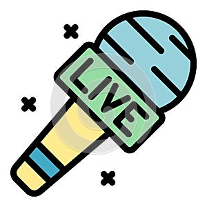 Live reportage microphone icon color outline vector