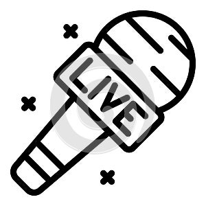 Live reportage microphone icon, outline style