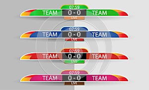 Live scoreboard Digital Screen Graphic Template for Broadcasting of soccer, football or futsal, illustration vector design