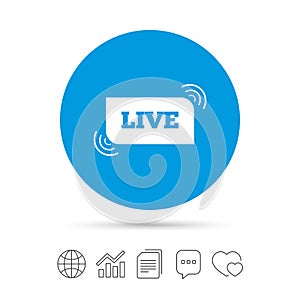 Live sign icon. On air stream symbol.