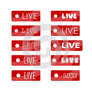 Live sign icon. On air stream symbol. Round colourful 11 buttons. Vector