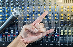 Live Sound Mixers board and music studio Hand symbol