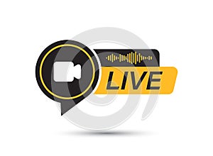 Live stream button icon in flat style. Webinar vector illustration on isolated background. Streaming sign business concept