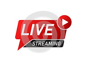 Live stream button icon in flat style. Webinar vector illustration on isolated background. Streaming sign business concept