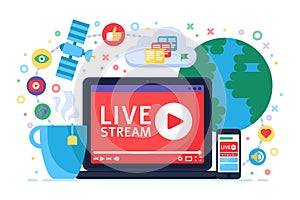 Live stream concept icon. Online broadcast news idea