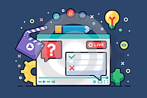 Live stream discussion concept semi flat illustration