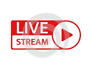 Live stream icon. Live streaming, video, news symbol on white background. Social media template. Broadcasting, online