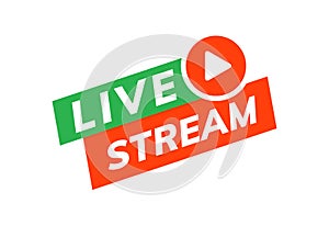Live stream icon vector logo. Video broadcast live stream tv news online template design
