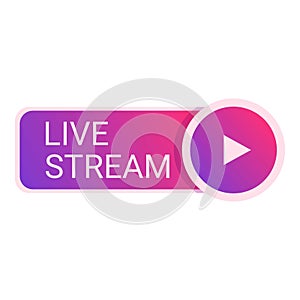 Live stream play button icon cartoon vector. Livestream time