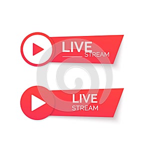 Live stream red icon. Online streaming Banner. Vector